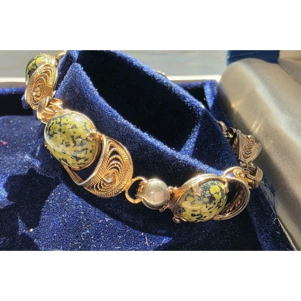Vintage G.G.G. 1940s Bracelet 1/20 GF Filigree Yellow Serpentine GGG Studios